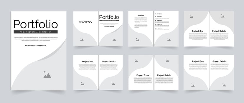 Creative Architectural portfolio template design A4 size 12 pages design vector