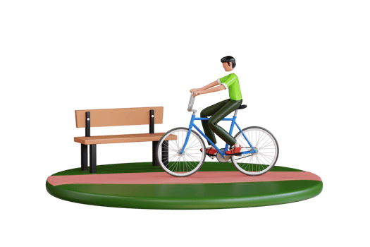 riding bycycle in the park 3d illustration. riding bycycle in a natural environment 3d illustration png
