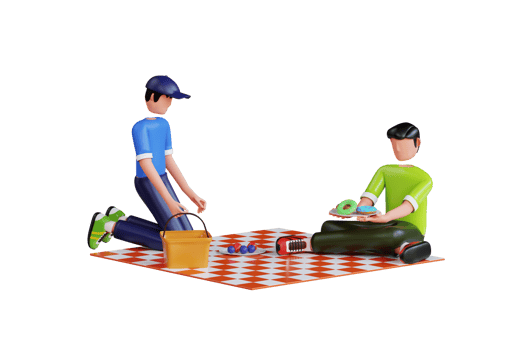 picnic in park 3d illustration. enjoy camping and healing in nature 3d illustration png