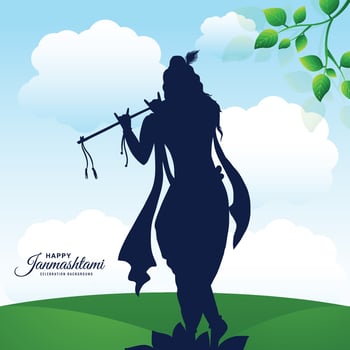 Shree krishna janmashtami festival holiday card background vector