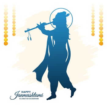 Beautiful religious krishna janmashtami card background vector
