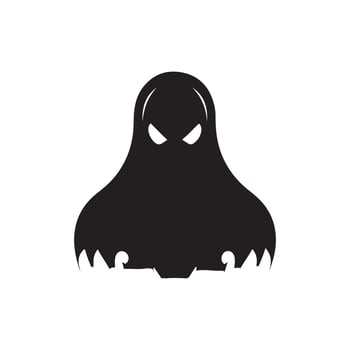 Halloween ghost with eyes , logo, icon, Doodle, Halloween ghost with eyes silhouette black and white vector
