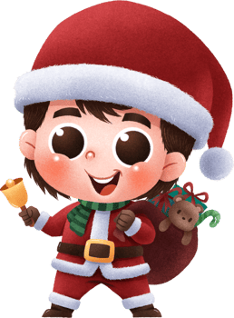 cute cartoon children. Santa Claus costume. png