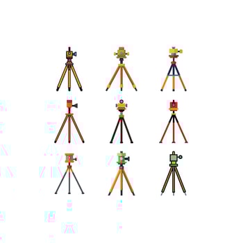 Modern and Traditional Camera Tripods set of icon vector