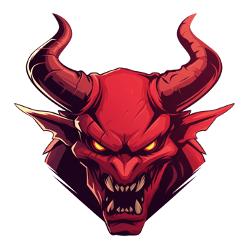 Illustration of scary evil red horned demon png