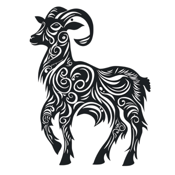 Goat silhouette Arabian pattern set against transparent background png