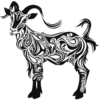 Goat silhouette Arabian pattern set against transparent background png