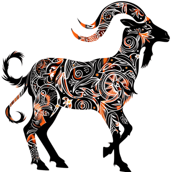Goat silhouette Arabian pattern set against transparent background png