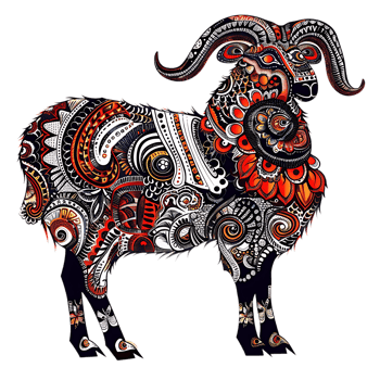 Sheep silhouette Arabian pattern set against transparent background png