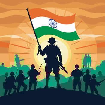 India victory day, indian army black silhouette vector