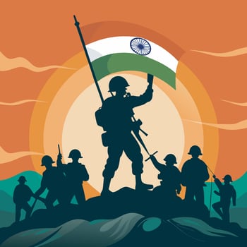India victory day, indian army black silhouette vector