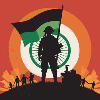India victory day, indian army black silhouette vector