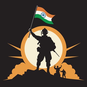India victory day, indian army black silhouette vector