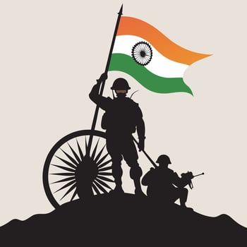 India victory day, indian army black silhouette vector