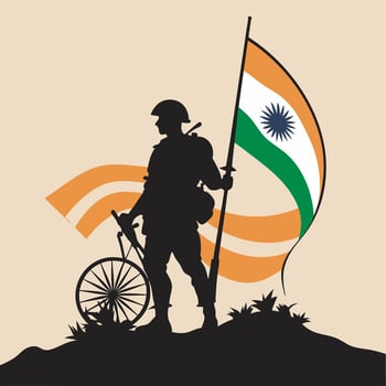 India victory day, indian army black silhouette vector