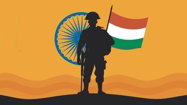 India victory day, indian army black silhouette vector