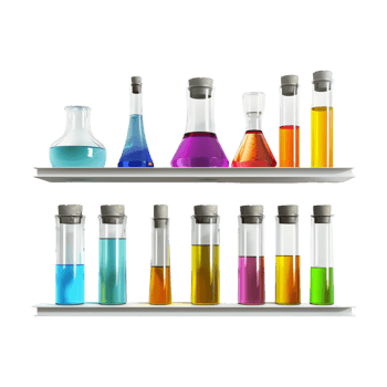 Testing Tubes with Liquid in Lab on Transparent Background png