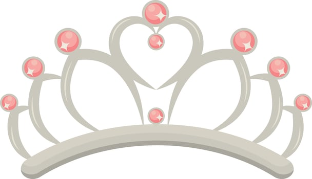 Gold Crown on White Background. Illustration in Glitter Cartoon Design. vector