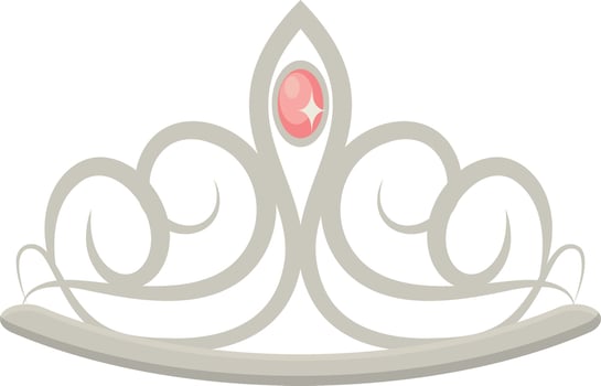 Gold Crown on White Background. Illustration in Glitter Cartoon Design. vector
