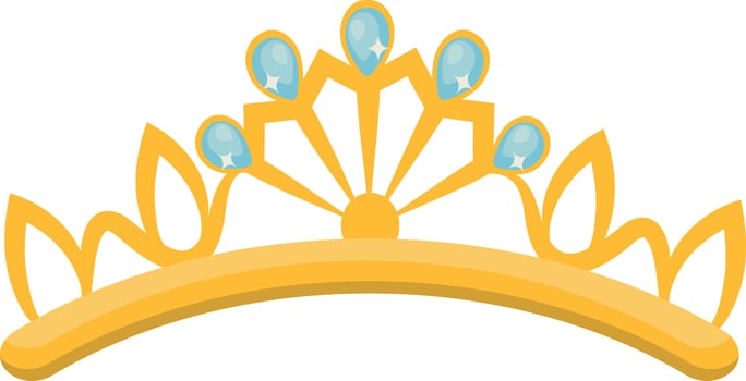 Gold Crown on White Background. Illustration in Glitter Cartoon Design. vector