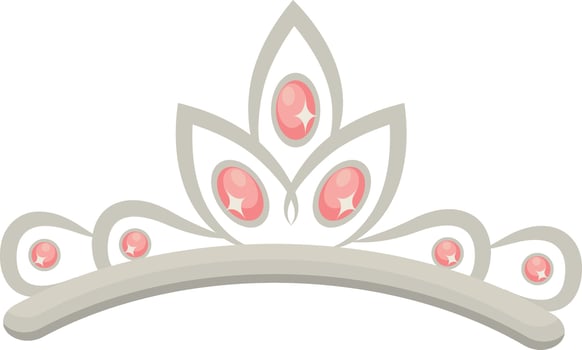 Gold Crown on White Background. Illustration in Glitter Cartoon Design. vector
