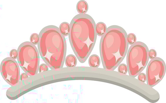Gold Crown on White Background. Illustration in Glitter Cartoon Design. vector