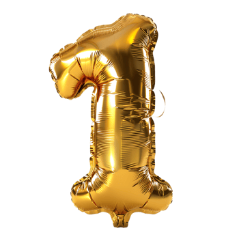 Foil gold balloon number 1 One on transparent background png