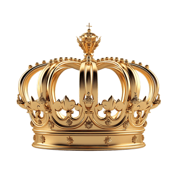 3D golden crown isolated on a transparent background png