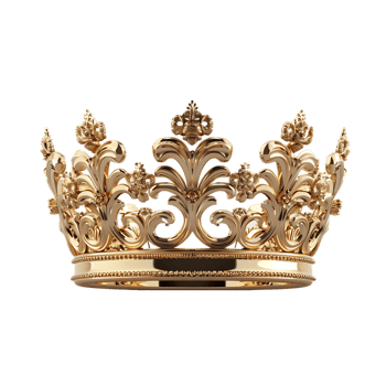3D golden crown isolated on a transparent background png
