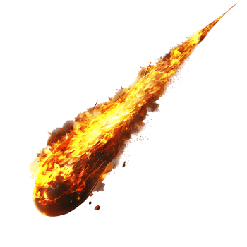 A blazing oval shaped meteor isolated against a transparent backdrop creates a striking contrast png
