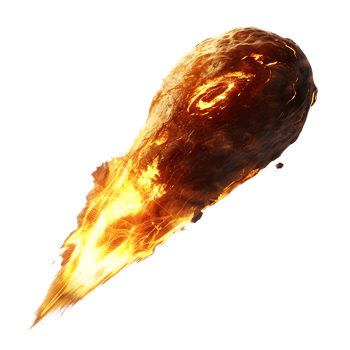 A blazing oval shaped meteor isolated against a transparent backdrop creates a striking contrast png