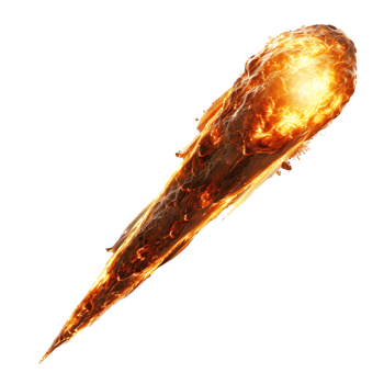 A blazing oval shaped meteor isolated against a transparent backdrop creates a striking contrast png
