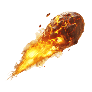 A blazing oval shaped meteor isolated against a transparent backdrop creates a striking contrast png