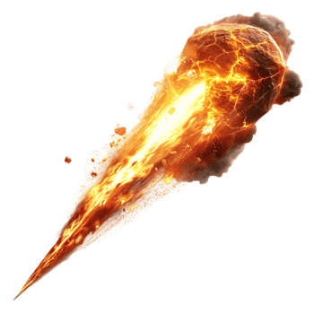 A blazing oval shaped meteor isolated against a transparent backdrop creates a striking contrast png