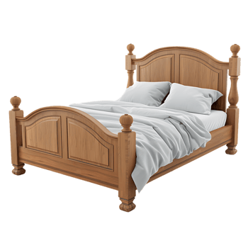 A bed isolated in an image with high resolution png
