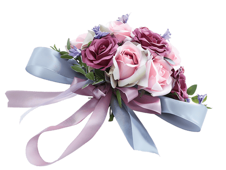 A beautiful rose bouquet decorated with ribbon and bow png