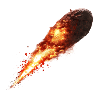 A blazing oval shaped meteor isolated against a transparent backdrop creates a striking contrast png