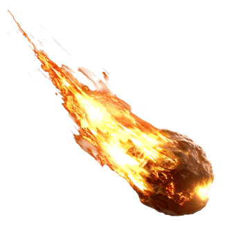 A blazing oval shaped meteor isolated against a transparent backdrop creates a striking contrast png