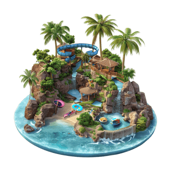 Isometric Island Beautiful on Transparent Background png