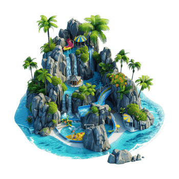 Isometric Island Beautiful on Transparent Background png