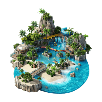 Isometric Island Beautiful on Transparent Background png