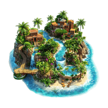Isometric Island Beautiful on Transparent Background png