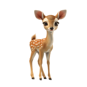 A charming small 3D deer isolated on a transparent backdrop png