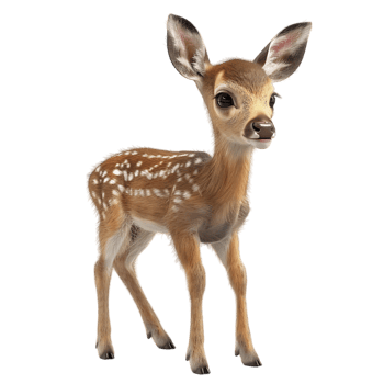 A charming small 3D deer isolated on a transparent backdrop png
