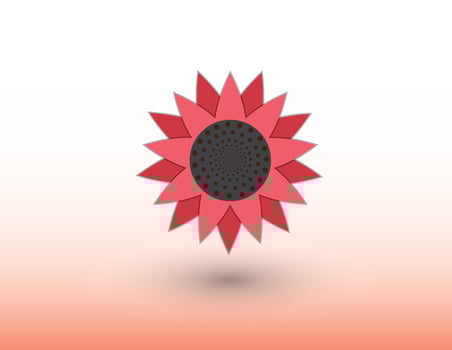A red color sunflower logo on white background with shadow illustration vector