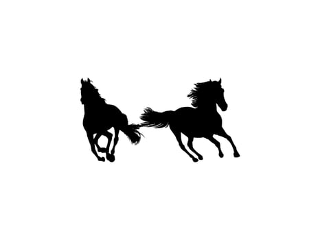 Pair Horse Silhouette, can use for Logo Gram, Art Illustration, Emblem, Pictogram, Apps, Website, etc. flat style and BW vector