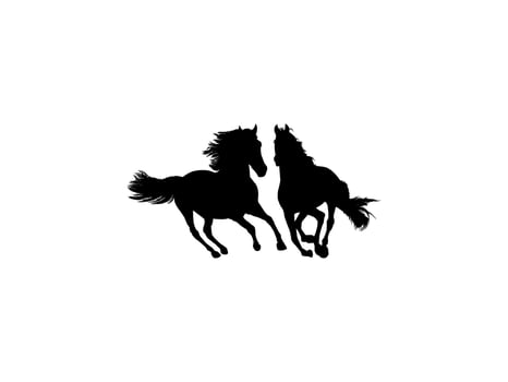Pair Horse Silhouette, flat style, can use for Logo Gram, Art Illustration, Emblem, Pictogram, Apps, Website, etc. Editable and Flat vector