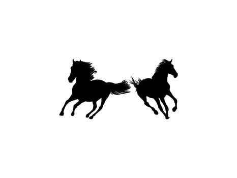 Pair Horse Silhouette, flat style, can use for Logo Gram, Art Illustration, Emblem, Pictogram, Apps, Website, etc vector