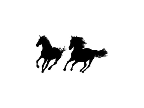Pair Horse Silhouette, flat style vector