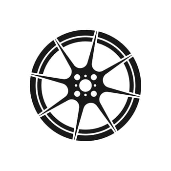 Car rim icon isolated on white background. Wheel symbol in flat style. Car element illustration for web and mobile design. vector